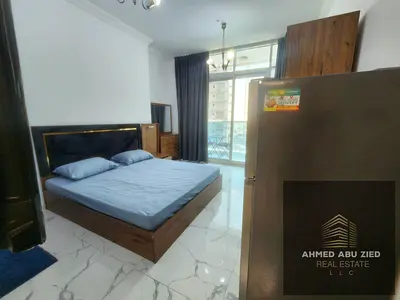 A fully furnished luxury studio for annual rent in Oasis Towers, Ajman. balcony, open view, gym+poo