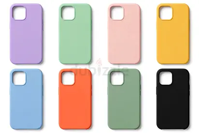 Set of 8 Silicone iPhone Cases — Assorted Pastel & Bold Colors, Good Condition