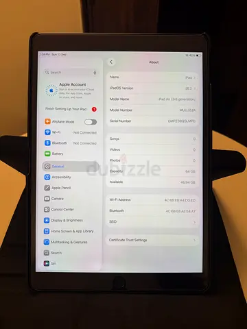 Apple iPad air3 ios 26.2 ,64gb