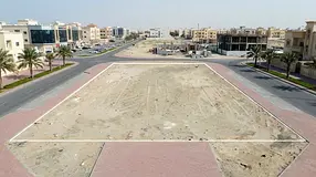 Residential-commercial plot in Al-Aliya area, Ajman | Area: 8,000 sq. ft. | Building permit: 6 floor