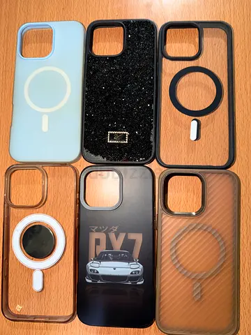 Set of 6 used iPhone MagSafe-compatible cases — mixed styles and colors