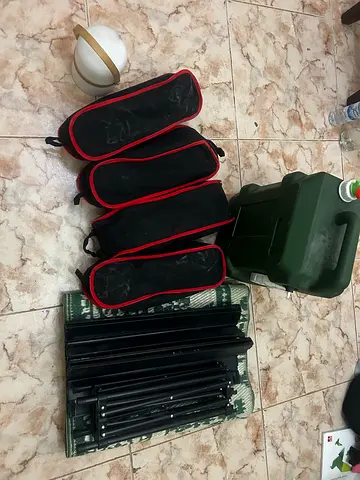 Used Portable Camping Stove and Accessories with Fuel Canister and Carry Bags