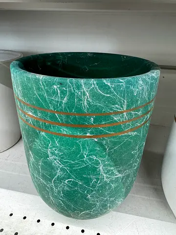 Green marble-effect large decorative plant pot / planter