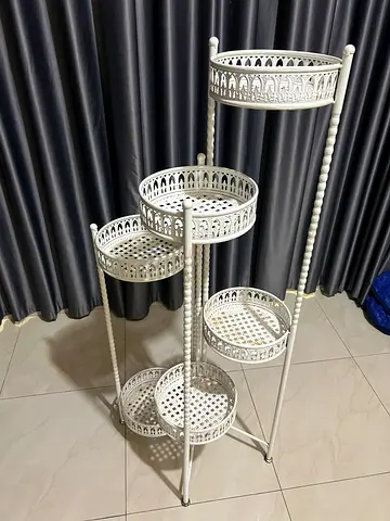 Metallic White Plant Stand