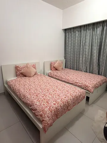 white single bed frames with mattresses (MALM - Ikea)