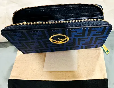 Blue designer-style zip-around women's wallet DESIGNER INSPIRED FENDI