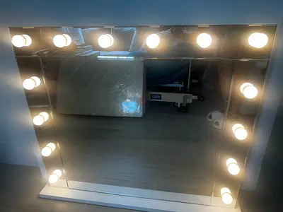 Large Hollywood Vanity Mirror with Lights - White Frame