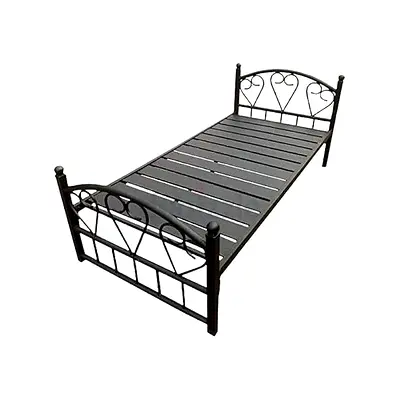 Full Heavy Duty Single Steel Bed Black 90X190Cm