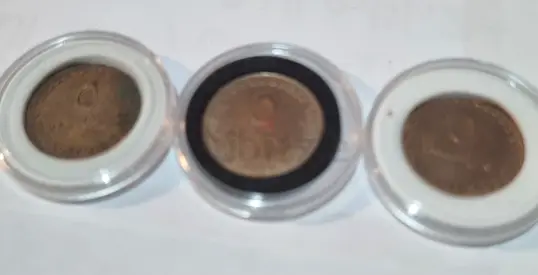 Set of 3 Vintage Coins in Plastic Holders