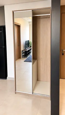 Slim mirrored wardrobe with sliding door — good condition