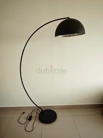 With delivery!! Black Curved Arc Floor Lamp with Dome Shade - Good Condition