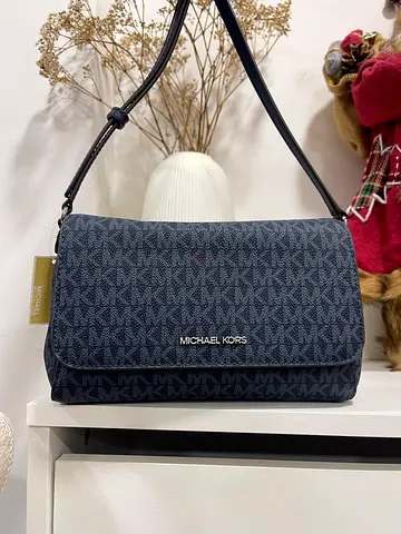 Michael Kors navy monogram shoulder bag - Like New