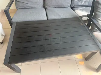 Outdoor/Patio Coffee Table - Dark Wood Slat Top with Metal Frame