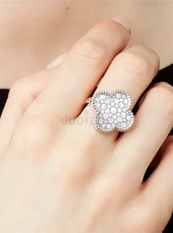 Van Cleef and Arpels. Magic Alhambra ring, rhodium plated 18K white gold, 37 round diamonds