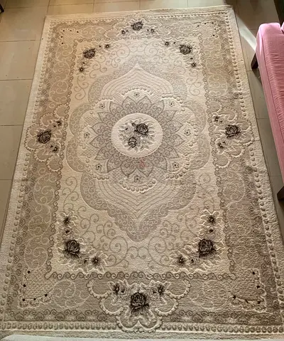 Beige Floral Persian-Style Area Rug