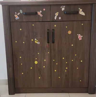 Wooden Storage Cabinet with Drawers and Doors