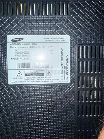 Samsung 50” UA50HU7000R (back panel shown) - used, working, very good condition