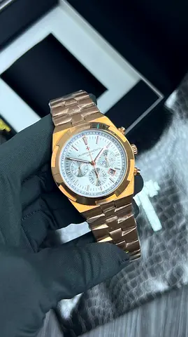 Vacheron Constantin Overseas Chronograph Style Watch – Rose Gold & Silver Dial