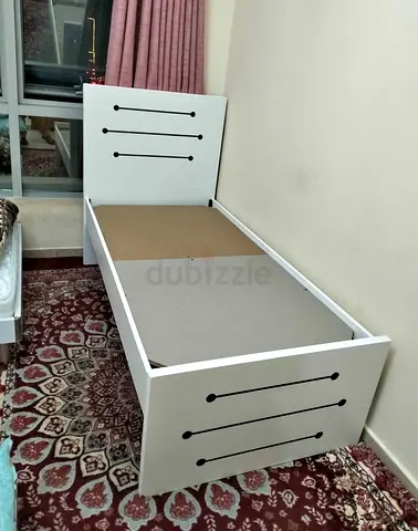Single white wooden bed frame with headboard and footboard - good condition