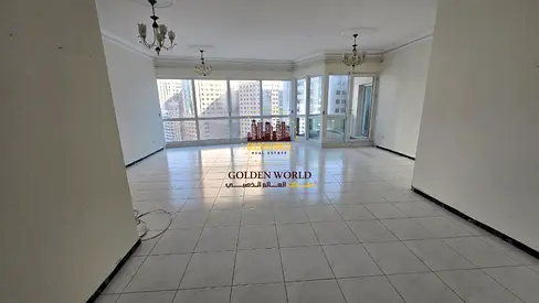English Title: Spacious 3BR Apartment with Balcony, Panoramic Open View & Free AC in Al Majaz 2