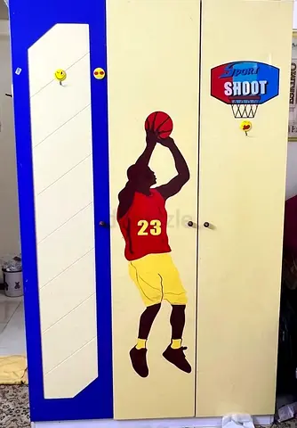 Children's 3-door Wardrobe with Basketball Theme