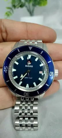 Rado Captain Cook style blue dial stainless steel watch - good condition swiss made original