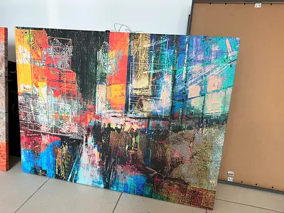 Large Abstract Cityscape Canvas Painting — Modern Wall Art