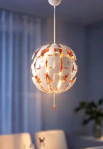 White puzzle-piece hanging pendant lamp, modern design