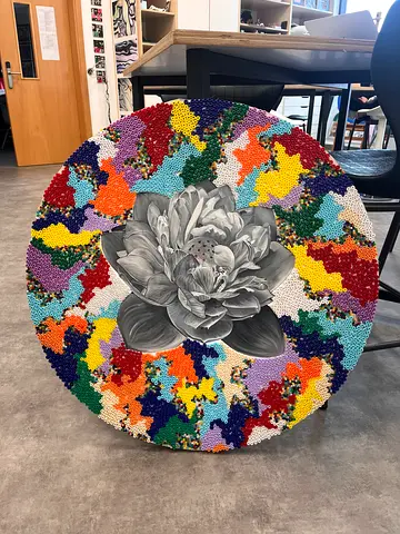 Original Handmade Floral Mixed-Media Artwork | Beaded Flower