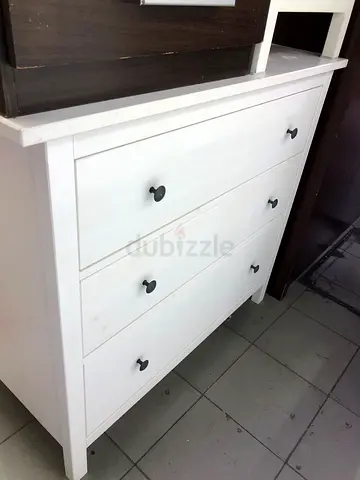 White 4-Drawer Wooden Chest of Drawers - Good Condition