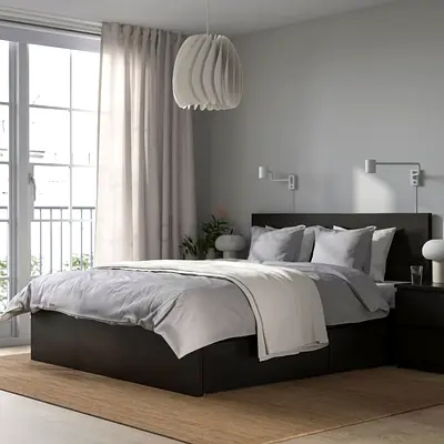 IKEA king size bed with ikea mattress with two side bed table for sale in Dubai