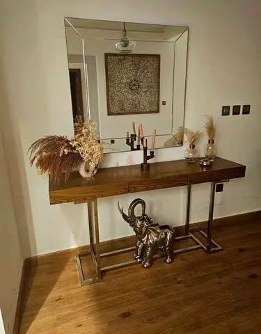 Marina home wooden console with kare design mirror