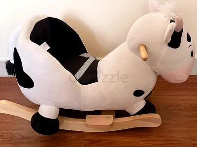 Plush Ride-On Bieco Cow with Wood Core and Sturdy Base Toddler Rocker