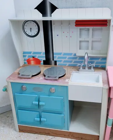 Home center wooden play kitchen