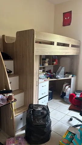 Bunk bed, double bed, crib and table
