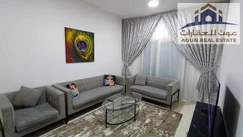 Furnished two-bedroom apartment with a living room in Al-Taawun, priced at 4,300.