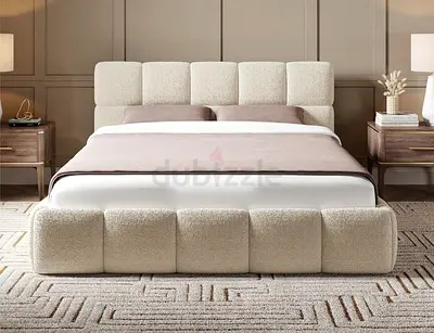 Modern Upholstered Teddy Boucle Platform Bed Frame