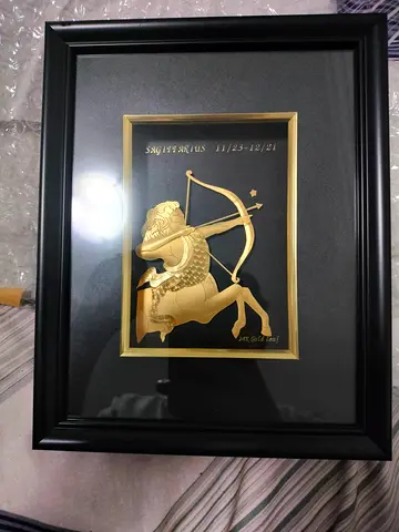 Framed 24 K Gold Hand Made Sagittarius Zodiac Plaque