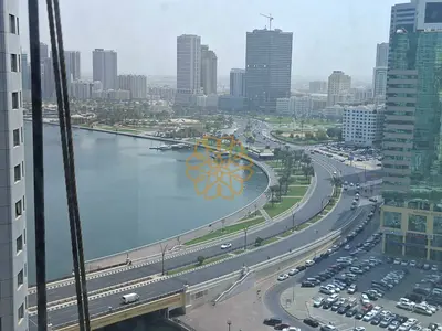 Gym swimming pool parking free Sea view 2bhk just 58k all master bedrooms balcony 3 bathrooms near qasba canal near dubai