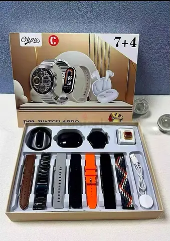 7-in-1 Smartwatch + Earbuds + Extra Straps Gift Set (New) gift to your family