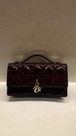 Dior burgundy patent leather handbag with top handle