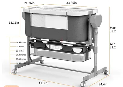 Adjustable Bedside Bassinet with Storage and Wheels