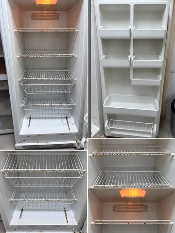 Single Door Upright Refrigerator with Multiple Shelves and Baskets