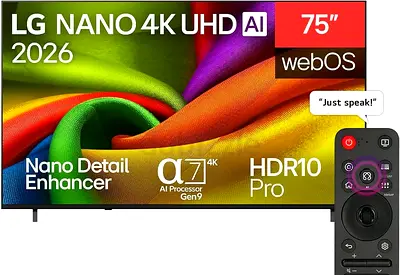 New LG TV 75-Inch NANO 4K AI NU84 Smart TV 75NU840B6LA with Box