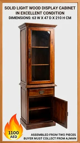 Light solid wood display cabinet
