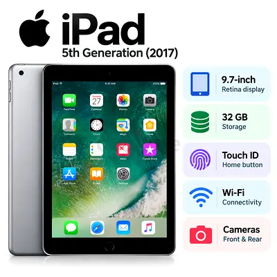 Apple iPad 5th Generation (2017) 32GB Wi-Fi Gray