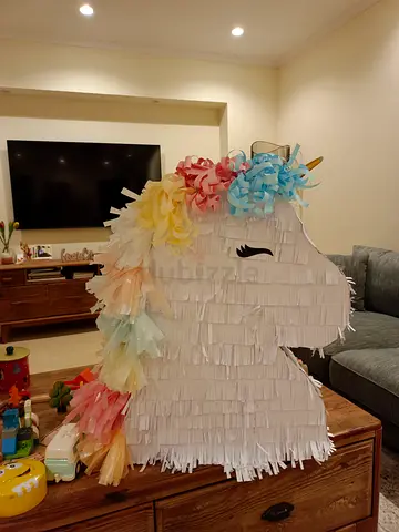 Handmade Unicorn Piñata — Large, Fringe Paper Design