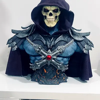Skeletor Bust Collectible Statue with Hooded Cloak (Detailed Display Piece)