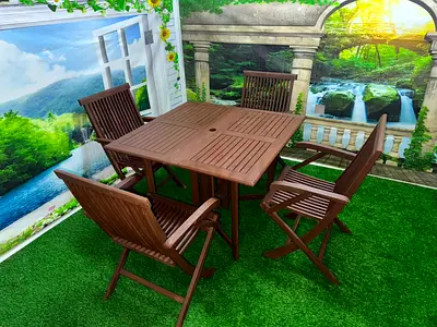 Wooden folding garden set