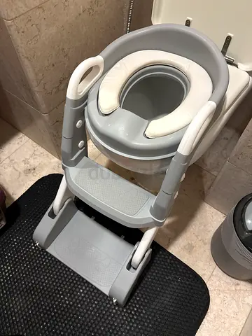 Portable Toddler Potty Seat with Step and Handle - Gray/White